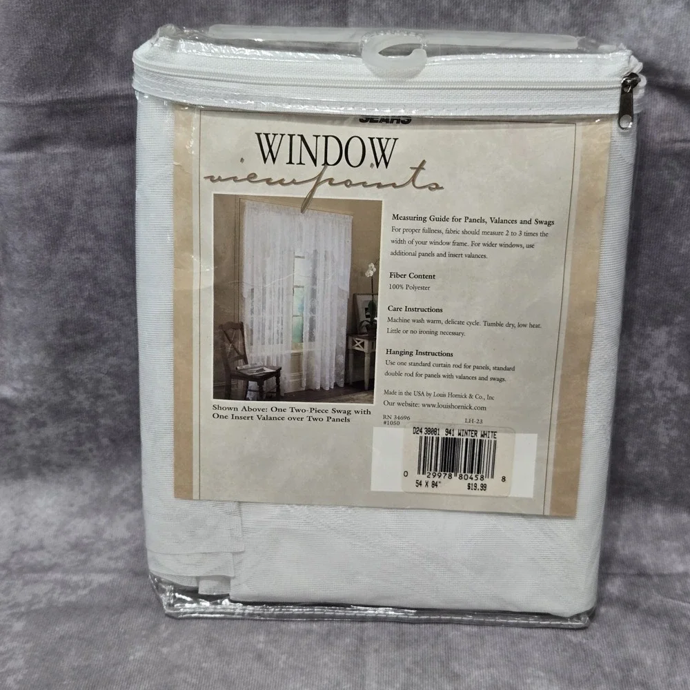 Sears Window‎ Viewpoints Tailored Curtain Panel  Lily 54x84 Winter White